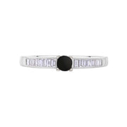 18ct White Gold Whitby Jet Diamond 0.20ct Round Claw Set Ring