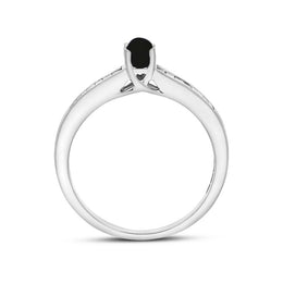18ct White Gold Whitby Jet Diamond 0.20ct Round Claw Set Ring