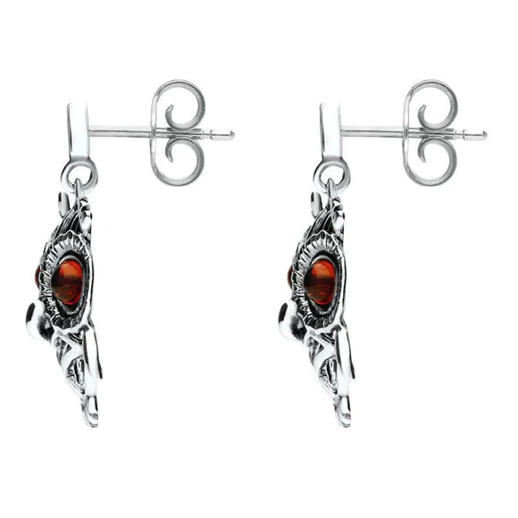 18ct White Gold Amber Orange Owl Stud Earrings E2329-2
