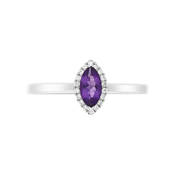 18ct White Gold Amethyst Diamond Marquise Cluster Ring