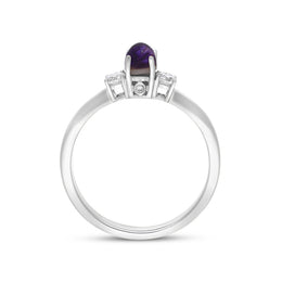 18ct White Gold Blue John 0.17ct Diamond Trilogy Ring