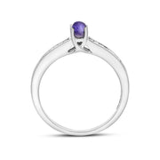 18ct White Gold Blue John Diamond 0.20ct Round Claw Set Ring