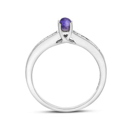 18ct White Gold Blue John Diamond 0.20ct Round Claw Set Ring