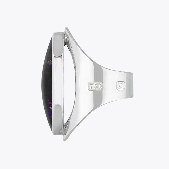 18ct White Gold Blue John Hallmark Large Oval Ring