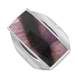 18ct White Gold Blue John Hallmark Medium Oblong Ring. R065_FH