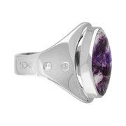 18ct White Gold Blue John Hallmark Small Oval Ring