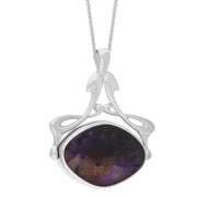 18ct White Gold Blue John Mother Of Pearl Bell Diamond Swivel Fob Necklace, P113_10_3.