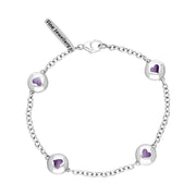 18ct White Gold Blue John Oval Heart Detail Four Stone Bracelet, B797.