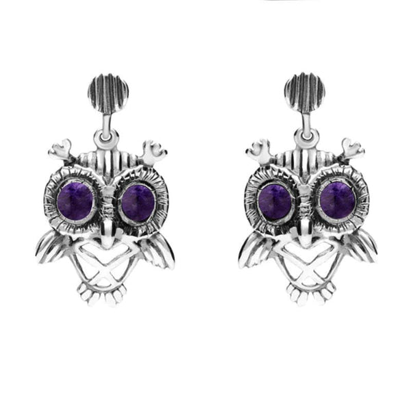 18ct White Gold Blue John Owl Stud Earrings E2329