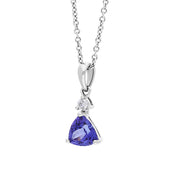 18ct White Gold Tanzanite Diamond Trillion Cut Pendant