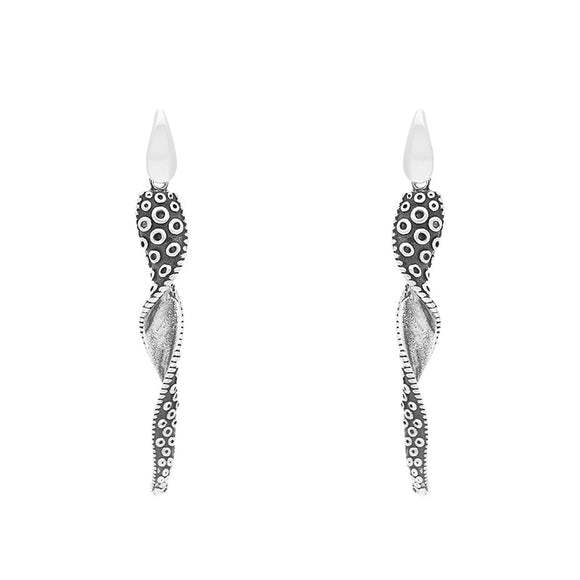18ct White Gold Tentacle Twist Drop Earrings, E2463