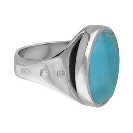 18ct White Gold Turquoise Hallmark Small Round Ring