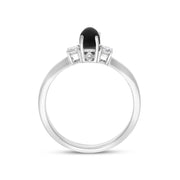 18ct White Gold Whitby Jet 0.17ct Diamond Trilogy Ring