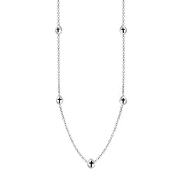 18ct White Gold Whitby Jet Cross Link Disc Chain Necklace, N748.
