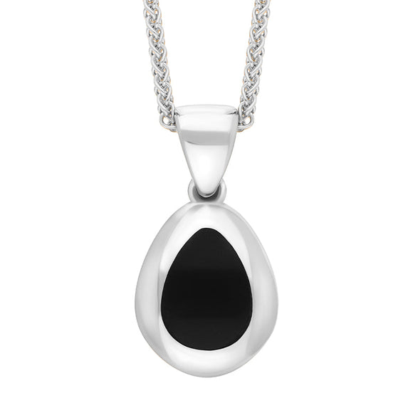 18ct White Gold Whitby Jet Cross Pear Shape Necklace