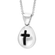 18ct White Gold Whitby Jet Cross Pear Shape Necklace