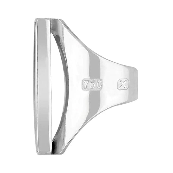 18ct White Gold Whitby Jet Hallmark Large Oblong Ring