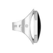 18ct White Gold Whitby Jet Hallmark Large Oval Ring