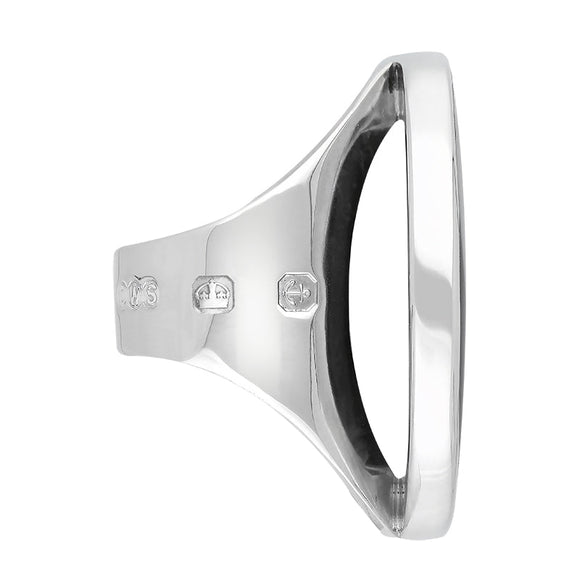 18ct White Gold Whitby Jet Hallmark Large Round Ring