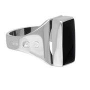 18ct White Gold Whitby Jet Hallmark Small Oblong Ring
