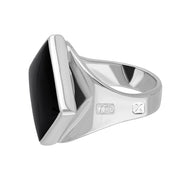 18ct White Gold Whitby Jet Hallmark Small Rhombus Ring
