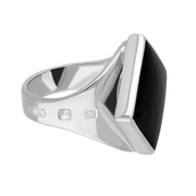 18ct White Gold Whitby Jet Hallmark Small Rhombus Ring