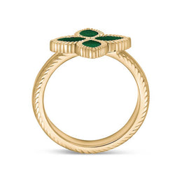 9ct Yellow Gold Malachite Eden Marquise Flower Ring