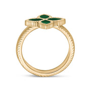 9ct Yellow Gold Malachite Eden Marquise Flower Ring