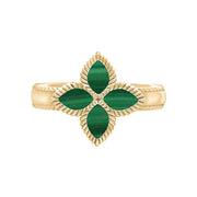 9ct Yellow Gold Malachite Eden Marquise Flower Ring