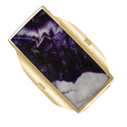 18ct Yellow Gold Blue John Hallmark Large Oblong Ring. R064_FH.