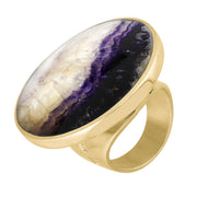 18ct Yellow Gold Blue John Hallmark Large Round Ring. R611_FH.