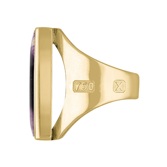 18ct Yellow Gold Blue John Hallmark Medium Oblong Ring