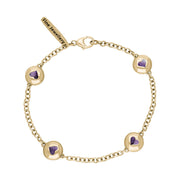 18ct Yellow Gold Blue John Oval Heart Detail Four Stone Bracelet, B797.