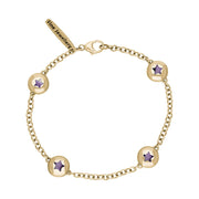 18ct Yellow Gold Blue John Oval Star Detail Four Stone Bracelet, B796.