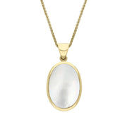 18ct Yellow Gold Blue John White Mother Of Pearl Small Double Sided Fob Necklace, P832_2.