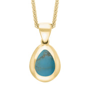18ct Yellow Gold Turquoise Cross Pear Shape Necklace