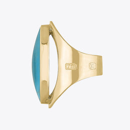 18ct Yellow Gold Turquoise Hallmark Large Oval Ring