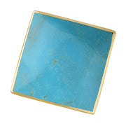 18ct Yellow Gold Turquoise Hallmark Large Rhombus Ring. R608_FH.