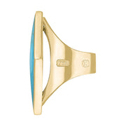 18ct Yellow Gold Turquoise Hallmark Large Rhombus Ring