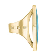 18ct Yellow Gold Turquoise Hallmark Large Rhombus Ring