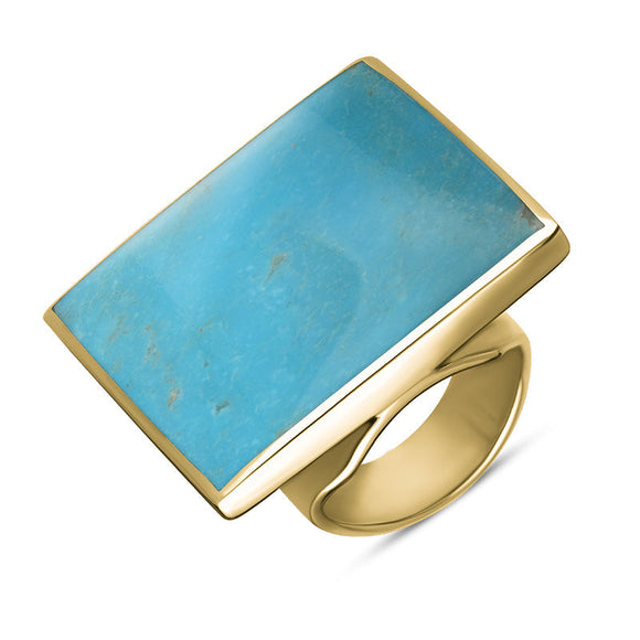 18ct Yellow Gold Turquoise Hallmark Large Square Ring. R605_FH.