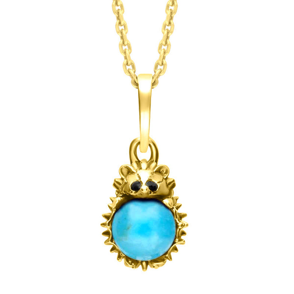 18ct Yellow Gold Turquoise Tiny Hedgehog Necklace, P3356