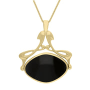 18ct Yellow Gold Whitby Jet Blue John Bell Diamond Swivel Fob Necklace, P113_10.