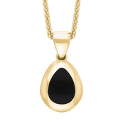 18ct Yellow Gold Whitby Jet Cross Pear Shape Necklace