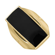 18ct Yellow Gold Whitby Jet Hallmark Medium Oblong Ring, R065_FH