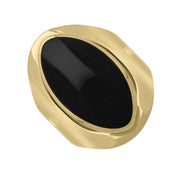 18ct Yellow Gold Whitby Jet Hallmark Medium Oval Ring, R012_FH.