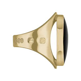 18ct Yellow Gold Whitby Jet Hallmark Medium Oval Ring