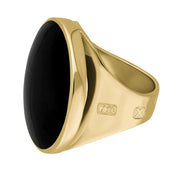 18ct Yellow Gold Whitby Jet Hallmark Medium Round Ring