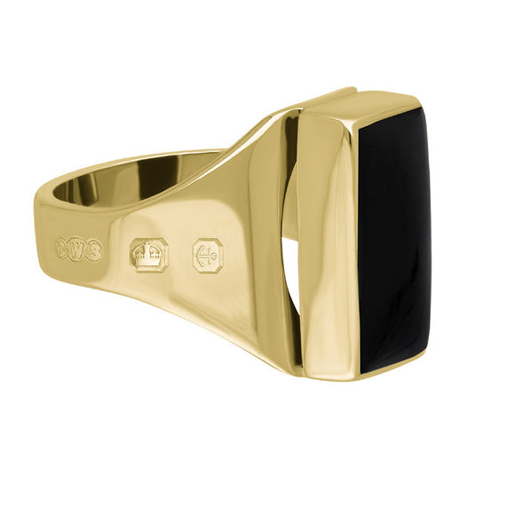18ct Yellow Gold Whitby Jet Hallmark Small Oblong Ring