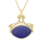 18ct Yellow Gold Whitby Jet Lapis Lazuli Bell Diamond Swivel Fob Necklace, P113_10.